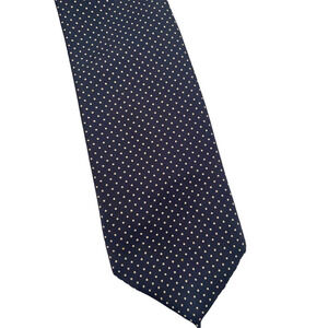 Aquascutum Tie Necktie Vintage Navy Blue Polka Dot Print All Silk England Preppy